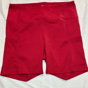 RED TSLA SPANDEX- red, long lined. Size L.